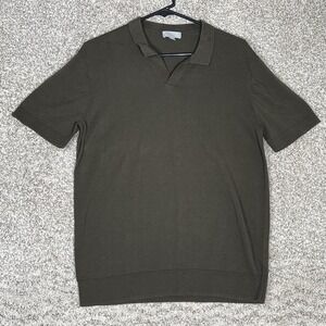 COS Polo Knit Shirt Mens Medium Olive Green Short Sleeve Minimalist Shirt